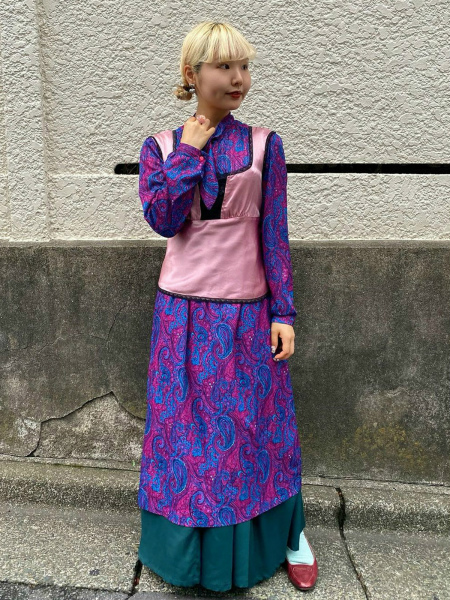 flower pattern cachecoeur dress〈sd220902〉 - ヴィンテージ古着の 