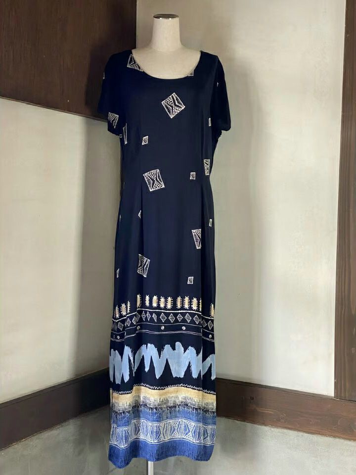 oriental patterned hem dress〈sd〉   古着屋RAINBOW