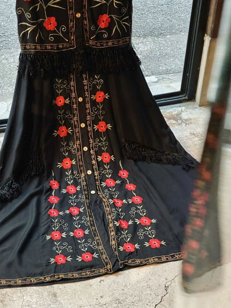 floral embroidered fringe dress〈sd230907〉 - ヴィンテージ古着の