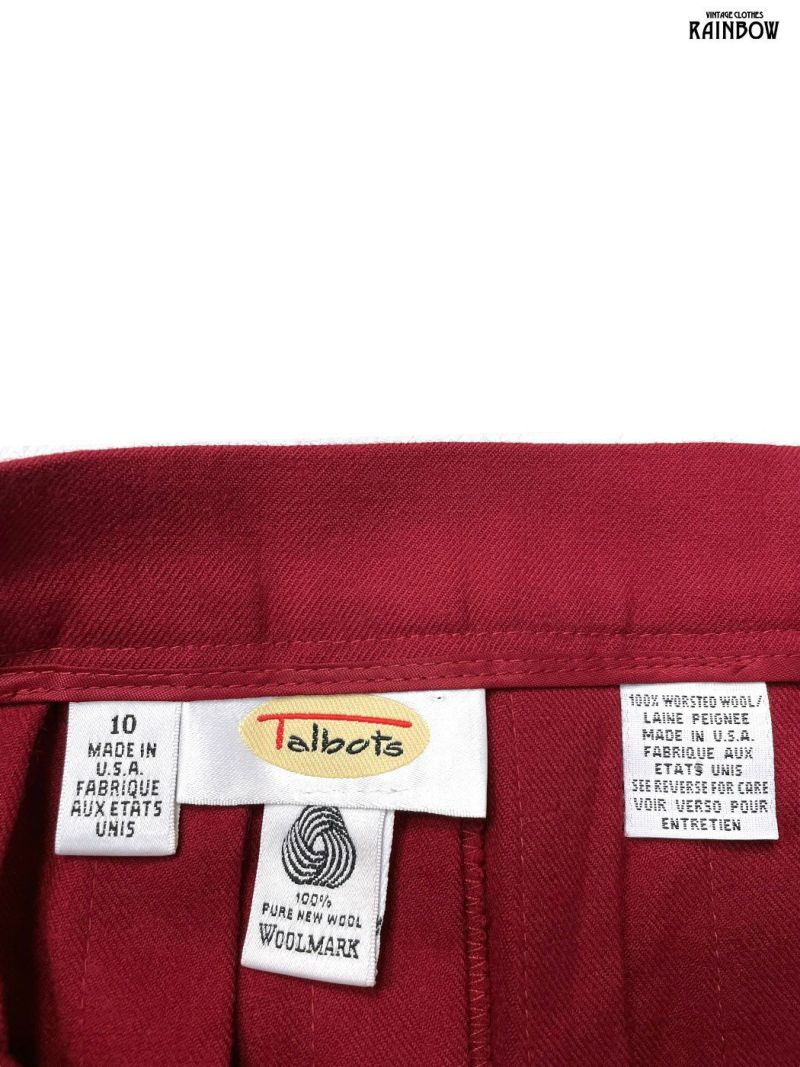 古着 Talbots タルボット アメリカ製 TALONジップ 無地 ピュアウール１００％ ロング丈 スカート 赤 (btu2310178)