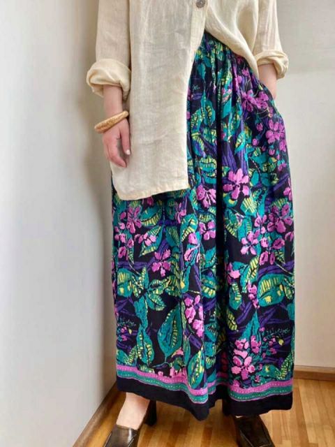 floral pattern India cotton skirt〈sk220411〉