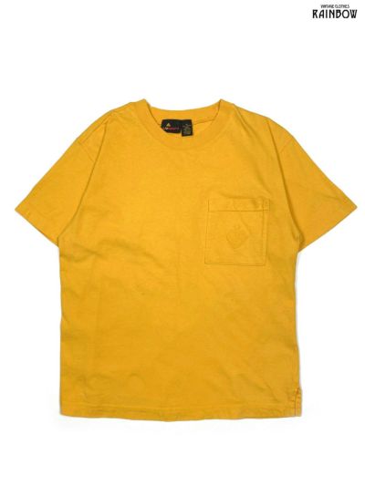 長袖ポロシャツ ワンポイント 刺繍デザイン 黄色 オレンジ 青 古着 
