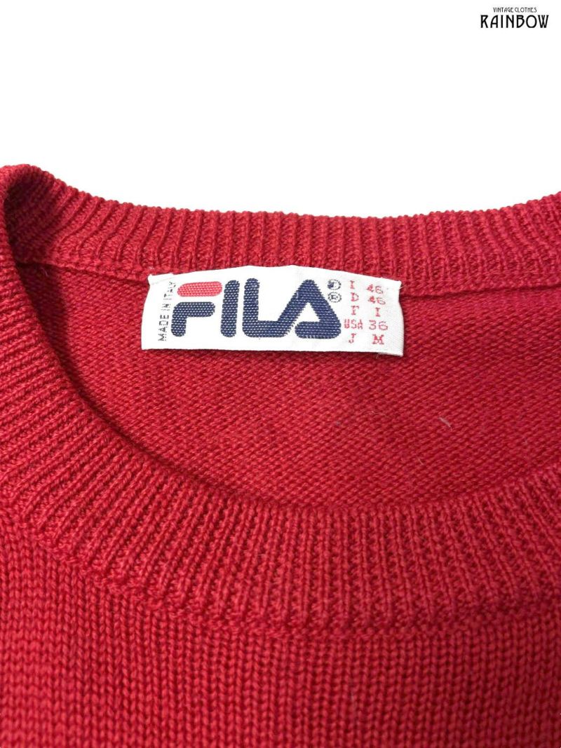 古着 80's FILA フィラ イタリア製 無地 ワンポイント ブランドロゴ