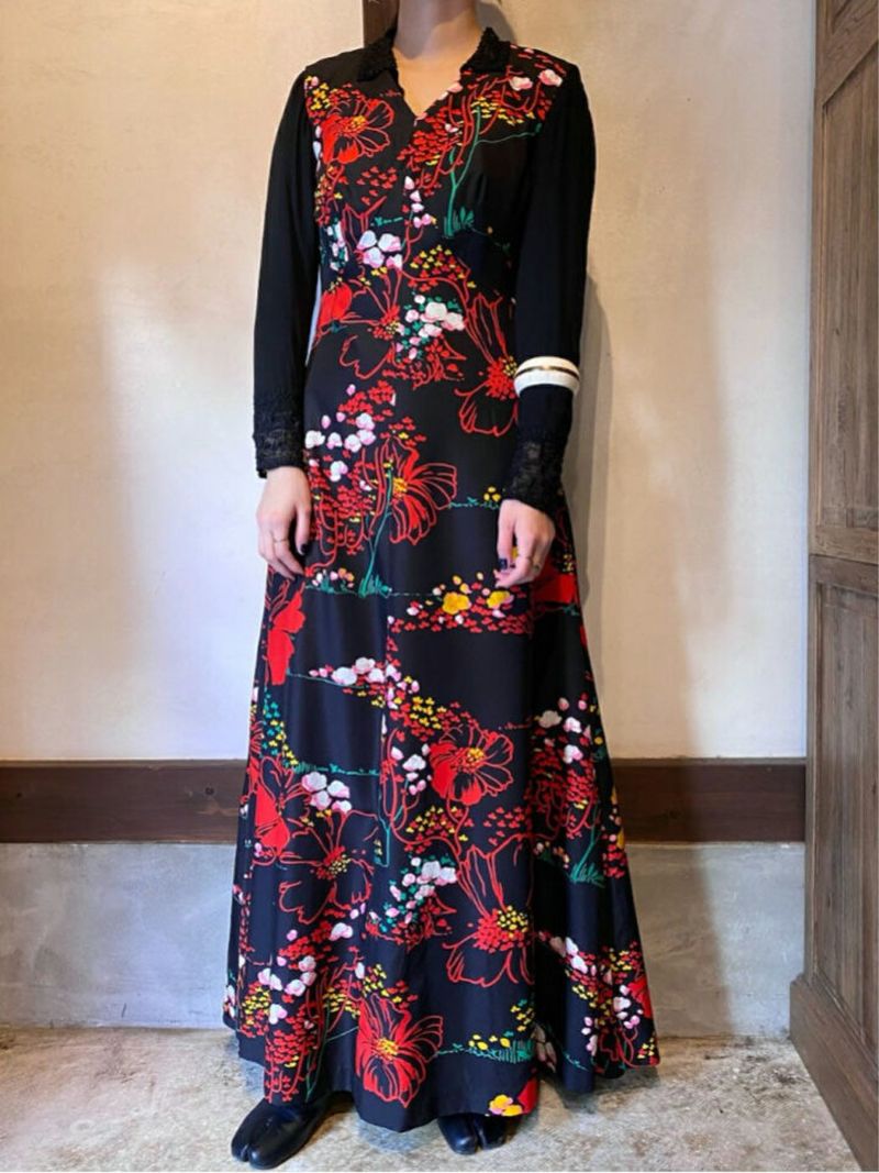 flower pattern sleeveless dress(sd221218) - ヴィンテージ古着の古着