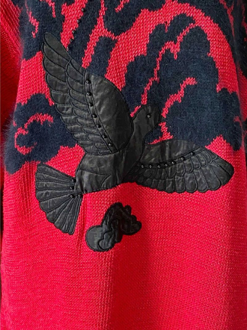 正規激安 Mサイズ bird satin applique design sweater( sn230132 ) M