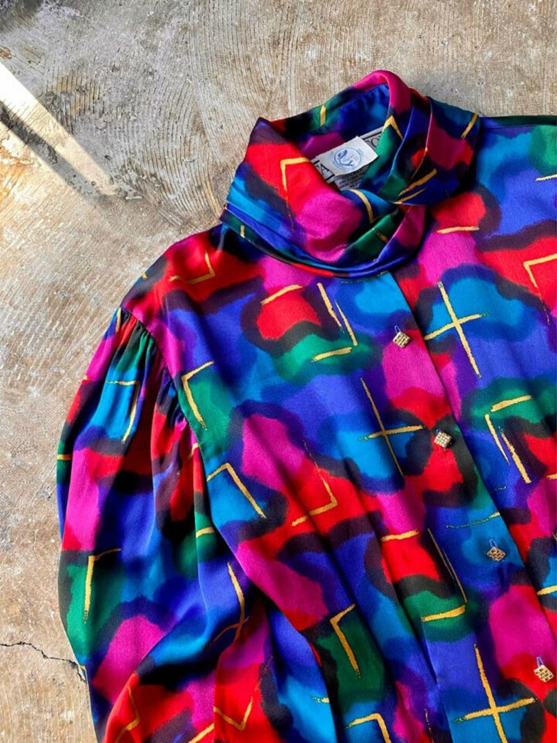total pattern design silk blouse(st230201)