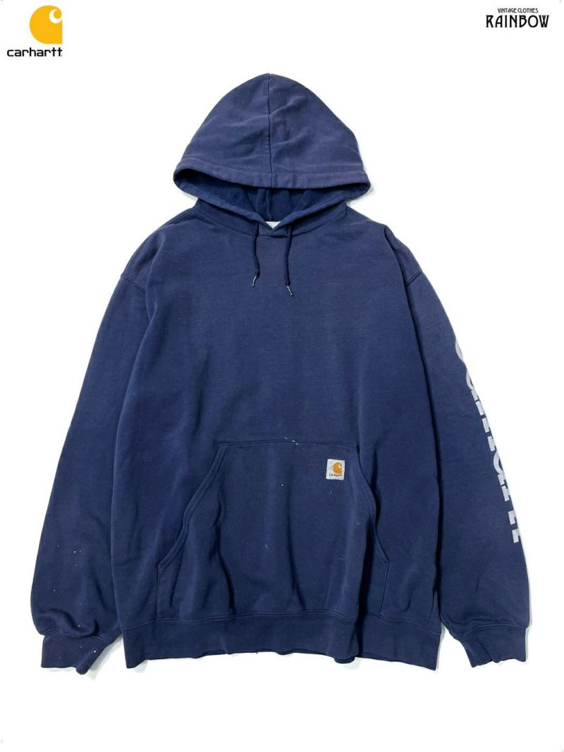 古着 carhartt カーハート 無地 ブランドロゴ 袖プリント スウェット