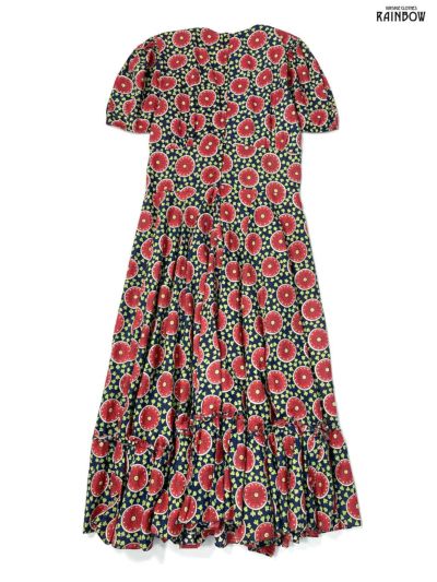 新品 高級ハイブランド REGENCE 花柄ワンピース 黒青 ミモレ 春服 夏服